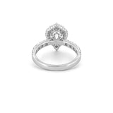 14K Gold 1.00 Cara Lab Grown Pear Diamond Shield Halo Cathedral Engagement Ring