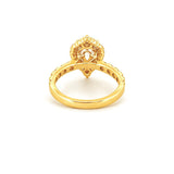 14K Gold 1.00 Cara Lab Grown Pear Diamond Shield Halo Cathedral Engagement Ring