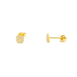 14K Gold Pavé Cushion Shape Stud Earrings