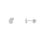 14K Gold Pavé Cushion Shape Stud Earrings