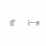 14K Gold Pavé Cushion Shape Stud Earrings