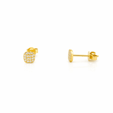 14K Gold Pavé Cushion Shape Stud Earrings
