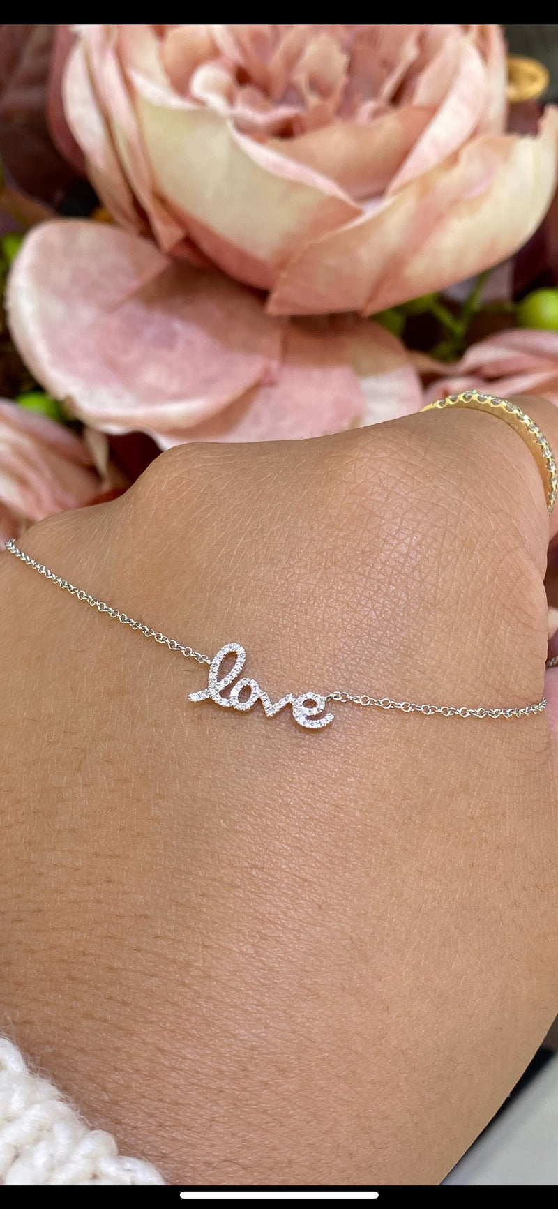 14K Gold Love Cursive Diamond Necklace
