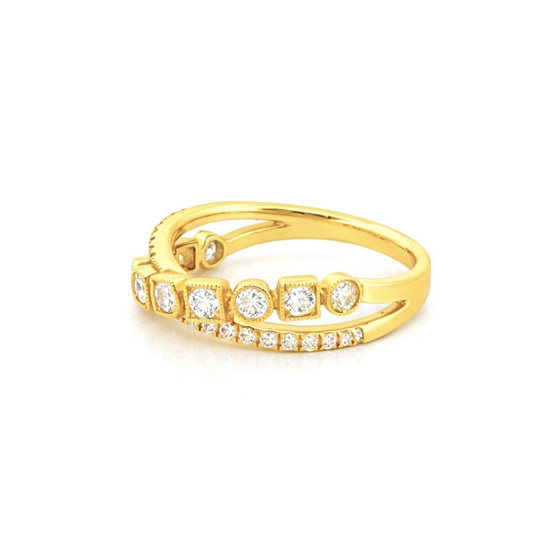 14K Gold X Art Deco Diamond Band