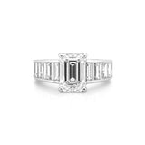 14K Gold 3.00 Carat Lab Grown Emerald Channel Set Diamond Engagement Ring