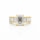 14K Gold 3.00 Carat Lab Grown Emerald Channel Set Diamond Engagement Ring