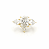 14K Gold 5.00 Carat Lab Grown Trio Pear Engagement Ring