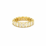 14K Gold Half Round Half Emerald Lab Grown Diamond Basket Eternity Band