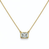 14K Gold Lab Grown Radiant Diamond Bezel Pendant Necklace