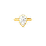 14K Gold 3.00 Carat Lab Grown Pear Diamond Solitaire Cathedral Under Halo Engagement Ring