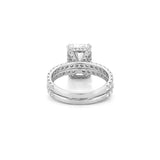 14K Gold 6.50 Carat Lab Grown Radiant Diamond Prong Set Engagement Set with Diamond Under Halo and Prongs