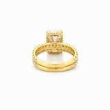 14K Gold 6.50 Carat Lab Grown Radiant Diamond Prong Set Engagement Set with Diamond Under Halo and Prongs