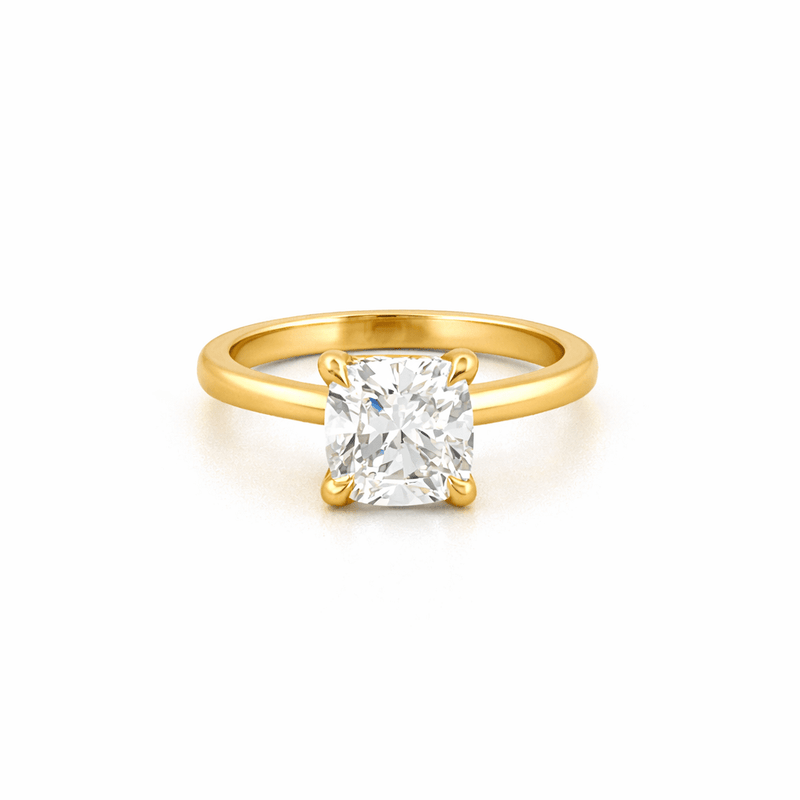 14K Gold 2.00 Carat Lab Grown Cushion Diamond Under Halo Cathedral Solitaire Engagement Ring