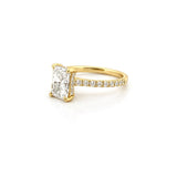 14K Gold 2.00 Carat Lab Grown Radiant Diamond Under Halo Cathedral Engagement Ring