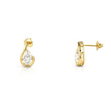 14K Gold Lab Grown Diamond Pear Open Bezel Stud Earrings