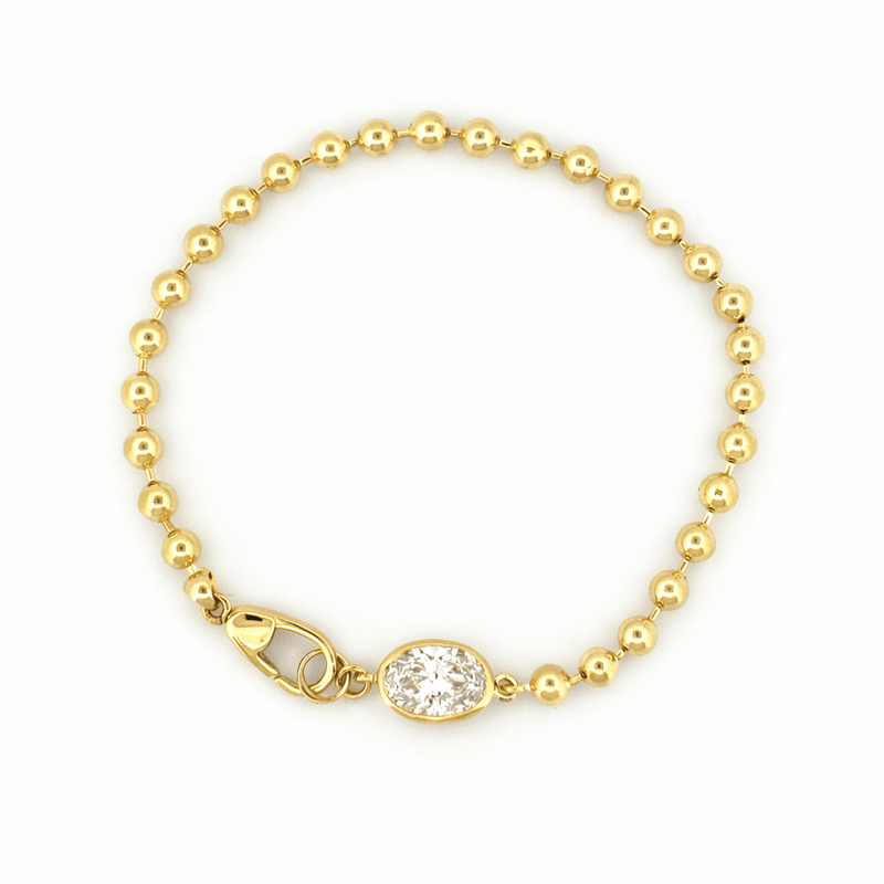 14K Gold 2.00 Carat Lab Grown Diamond Bezel Bead Bracelet