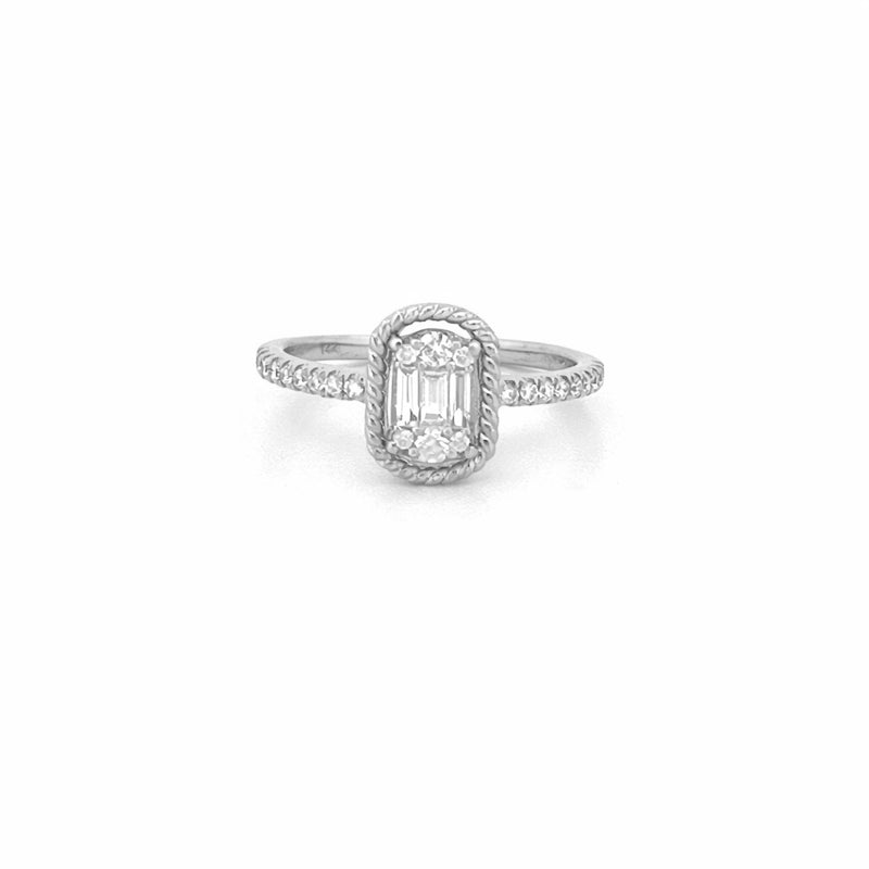 14K Gold Tag Oval Diamond Cluster Ring