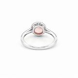 14K Gold Round Halo Morganite Cathedral Ring