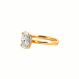 14K Gold 1.00 Carat Oval Cut Lab Grown Diamond Solitaire Engagement Ring with Under Halo