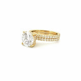 14K Gold 2.50 Carat Round Lab Grown Diamond Engagement Set with Under Halo