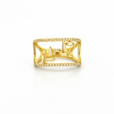 14K Gold Double Open Step Diamond Fashion Band