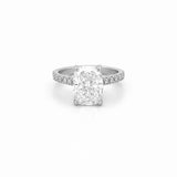 14K Gold 4.00 Carat Lab Grown Elongated Cushion Diamond Under Halo Engagement Ring