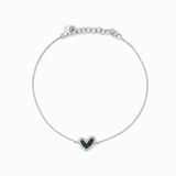 14K Gold Heart Malachite and Diamond Charm Bracelet