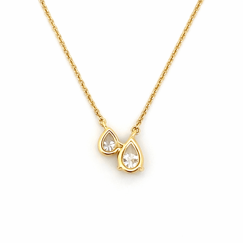 14K Gold Pear Diamond Duo Pendant Necklace