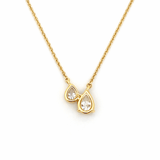 14K Gold Pear Diamond Duo Pendant Necklace