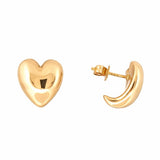 14K Gold Puff Heart Earrings