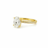 14K Gold Lab Grown 2.00 Carat Oval Diamond 3D Engagement Ring with Under Halo