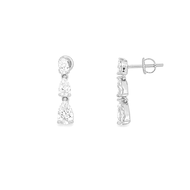 14K Gold Hanging Pear Drop Lab Grown Diamond Earrings