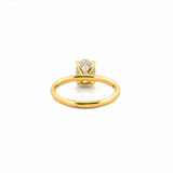 14K Gold 1.00 Carat Oval Cut Lab Grown Diamond Solitaire Engagement Ring with Under Halo