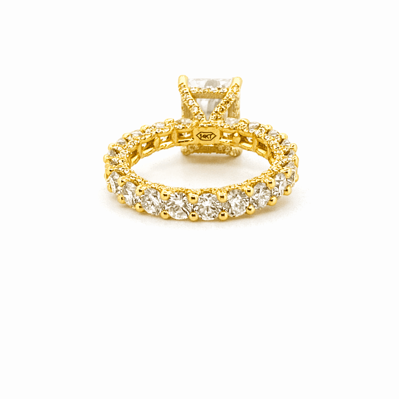 14K Gold Radiant 3.50 Carat Moissanite U Prong Eternity Engagement Ring