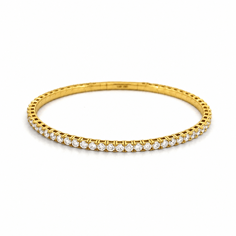 14K Gold Flexible Halfway Tennis Bangle
