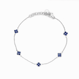 14K Gold Clover Sapphire Station Bracelet