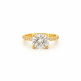 14K Gold 2.50 Carat Oval East West Moissanite Under Halo Eternity Engagement Ring