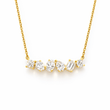 14K Gold Mixed Shape Lab Grown Diamond Pendant Necklace