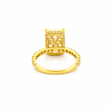 14K Gold 6.50 Carat Lab Grown Radiant Diamond Prong Set Engagement Ring with Diamond Under Halo and Prongs