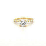 14K Gold 1.20 Carat Lab Grown Cushion Cut Diamond Single Prong Under Halo Engagement Ring