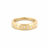 14K Gold Oblique Baguette and Round Diamond Fashion Band
