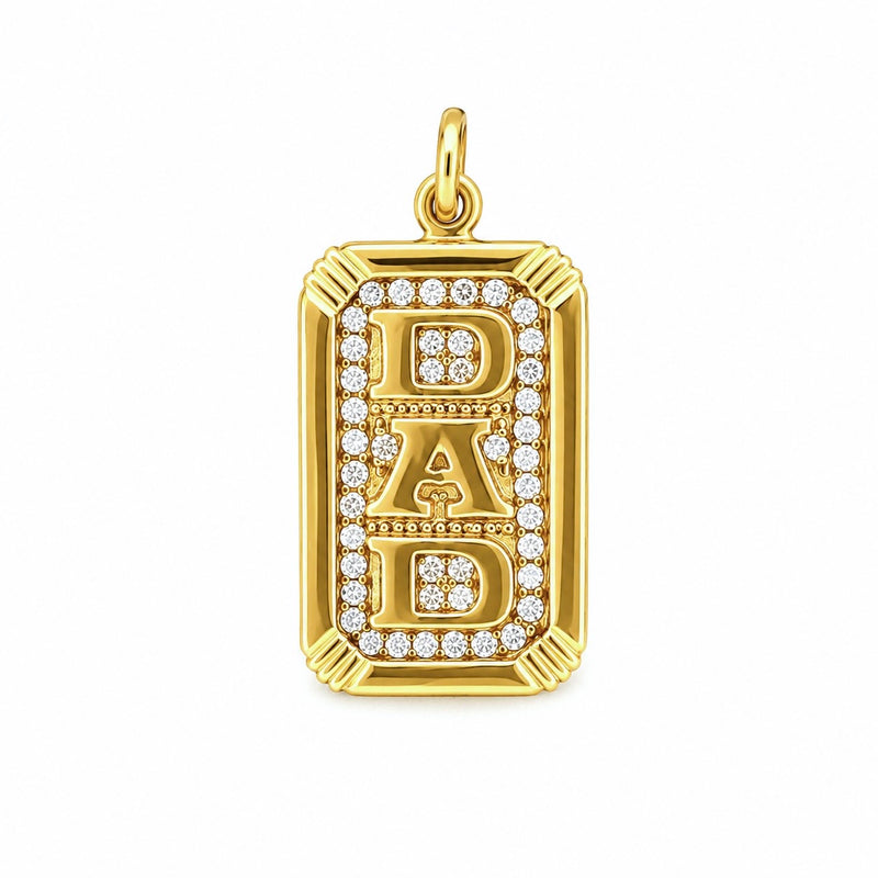 14K Gold Dad Diamond ID Pendant
