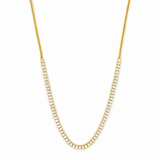 14K Gold Natural Diamond Half Tennis and Half Franco Chain Necklace