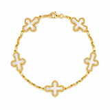 14K Gold Mother of Pearl Beaded Cross Chain Bracelet