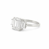 14K Gold Three Stone 3.00 Carat Lab Grown Emerald Engagement Ring