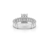 14K Gold 5.00 Carat Lab Grown Emerald Cut Diamond U Prong Engagement Ring