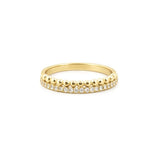 14K Gold Bead and Prong Set Diamond Two Row Band