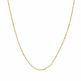 14K Gold Thin Diamond Cut Bar and Ball Necklace