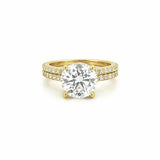 14K Gold 2.50 Carat Round Lab Grown Diamond Engagement Set with Under Halo
