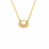 14K Gold Inverted Diamond Round Halo Pendant Necklace